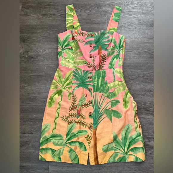Anthropologie - Farm Rio Tropical Palm Mini Dress - Picture 2 of 8